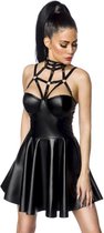 Saresia Mini jurk -XL/2XL- Harness Wetlook Zwart