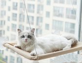 Nixnix - Kattenhangmat - Khaki - Hangmat kat - Katten mand Raam - Kattenbed - Kattenkussen - Ligmat voor het venster  - tot 17,5kg -  55 x 35x 2,5 cm - Zomer