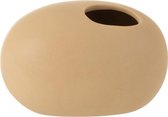 J-Line Vaas Ovaal Keramiek Mat Beige Small Set van 3