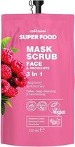 Biologische en puur Masker en scrub voor gezicht en halslijn 3in1 met Framboos, Cranberry en Rozemarijn, verfijnt poriën, brengt glans in de huid, verheldert de tint, puur product
