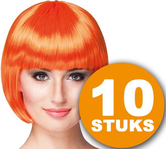 Oranje Pruik | 10 stuks Oranje Feestpruik "Cabaret" | Feestartikelen Oranje...  | bol.com