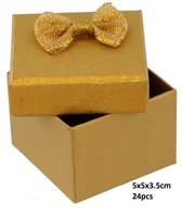 Dielay - Giftbox voor Ringen - Sieradendoosje - Set van 24 Stuks - 5x5x3,5 cm - Goudkleurig