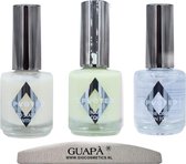 GUAPÀ® Nagellak set + nagelvijl | Zomer Nagels | Groene nagellak 15 ml | Base Coat | Top Coat