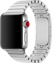 YONO Luxe Metalen Schakel Band met Vlindersluiting geschikt voor Apple Watch - 38 mm - 40 - 41 - RVS Stalen iWatch Armband - Zilver