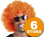 Oranje Pruik | 6 stuks Oranje Feestpruik "Afro" | Feestartikelen Oranje Hoofddeksel | Feestkleding EK/WK Voetbal