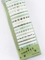 20 Verschillende Washi Tapes Groen | Multi Pack Verschillende Washi Tapes | Prachtige Verschillende Masking Tapes | Bullet Journal | Journalling | Plakboeken | Rollen Tape | Patronen Kiwi's Vlaggetjes Bloemen Planten IJsjes Sterren Ruitjes Bladeren