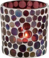 J-Line Theelichthouder Mozaiek Glas Rood/Wit Large Set van 6 stuks