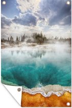 Muurdecoratie Een kleurrijke bron in het Nationaal park Yellowstone - 120x180 cm - Tuinposter - Tuindoek - Buitenposter