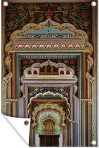 Tuindecoratie Rijk versierde poort in Jaipur in de deelstaat Rajasthan van india - 40x60 cm - Tuinposter - Tuindoek - Buitenposter