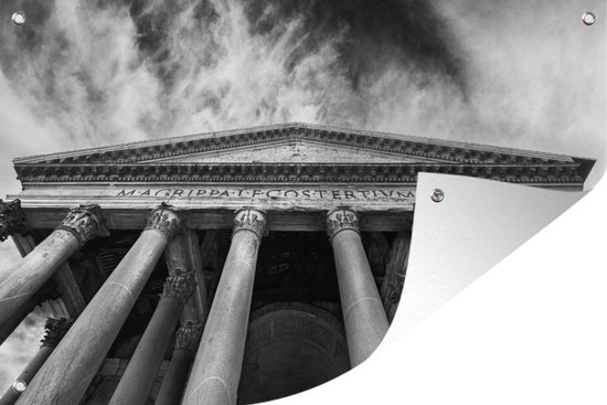 Foto: Tuindecoratie pantheon in rome zwart wit vanaf onderen 60x40 cm tuinposter tuindoek buitenposter