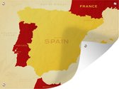 Tuinschilderij Illustratie van een gele kaart van Spanje - 80x60 cm - Tuinposter - Tuindoek - Buitenposter