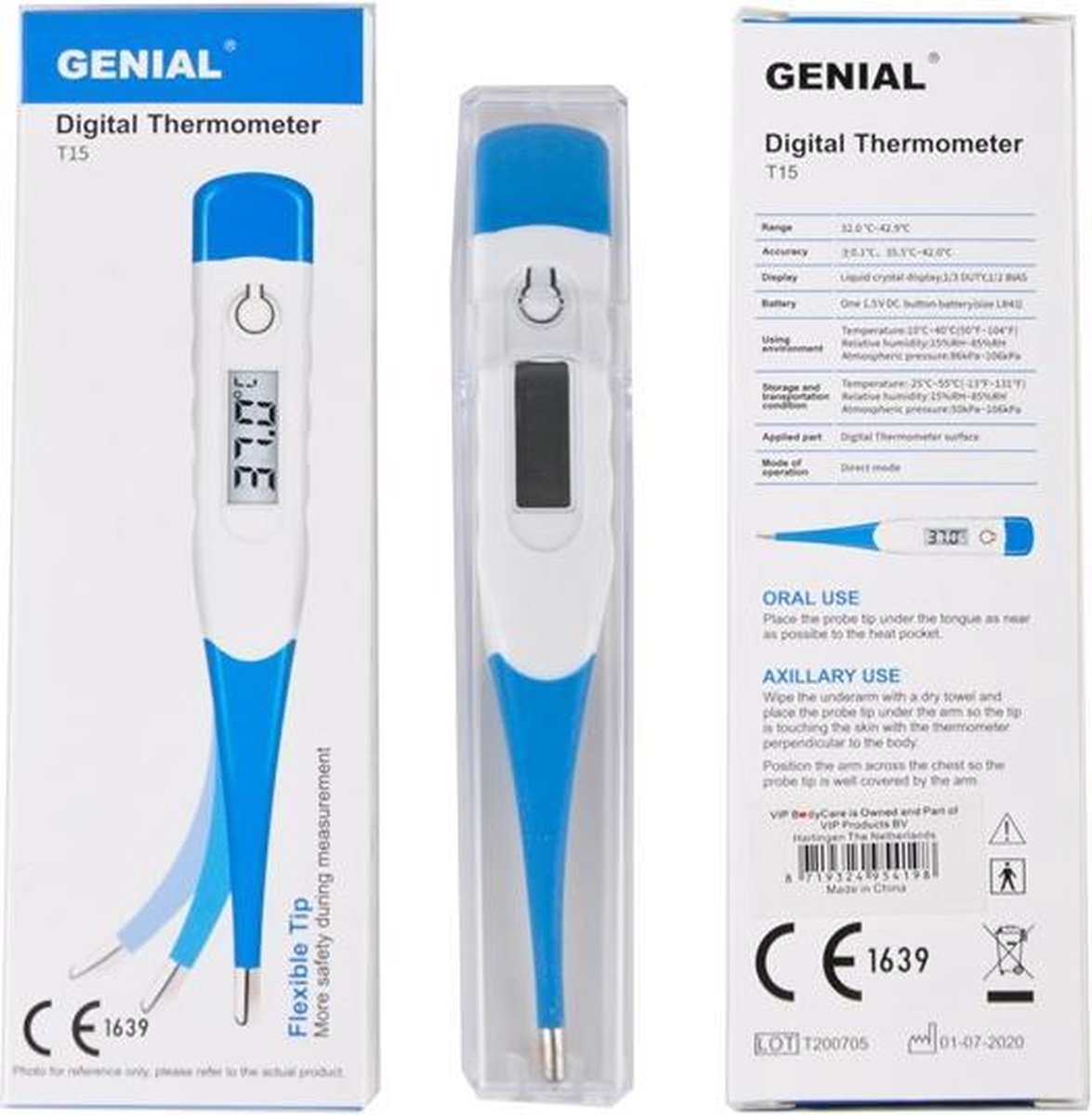 bezoek ticket Verval Thermometer Digitaal T15 Flexibele Tip Genial | bol.com