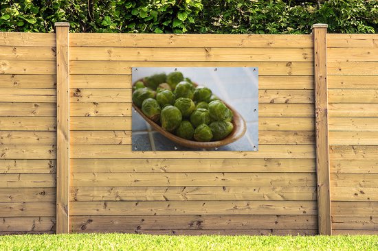 Affiche de jardin Choux de Bruxelles dans un bol en vrac 120x80 cm - Toile de jardin / Toile d'extérieur / Peintures pour l'extérieur (décoration de jardin)