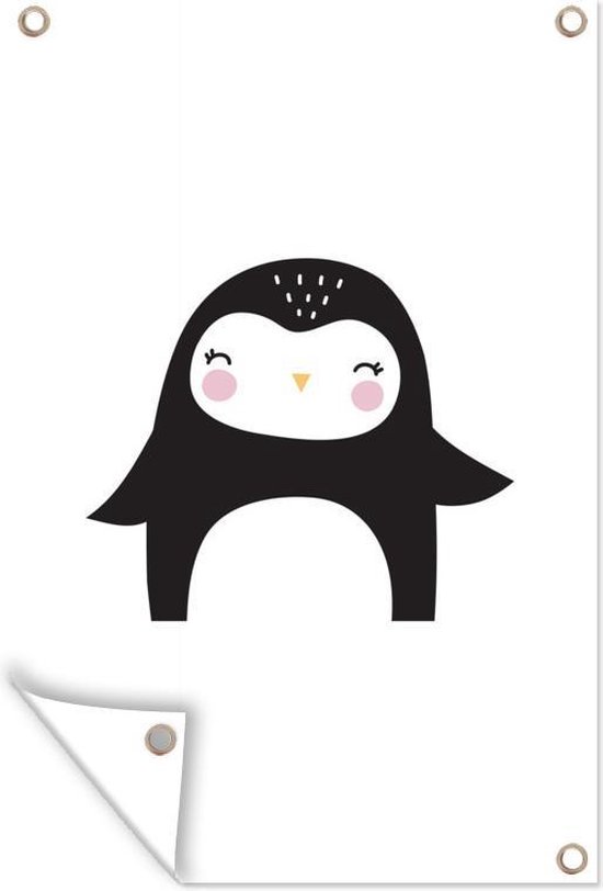 Tuindecoratie Pinguïn - Kinderkamer - Kinderen - Illustratie - 40x60 cm - Tuinposter - Tuindoek - Buitenposter