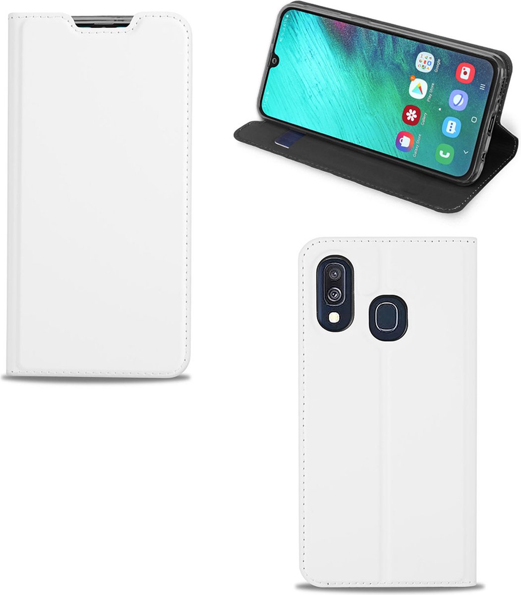 Samsung Galaxy A40 Hoesje Wit met Pashouder