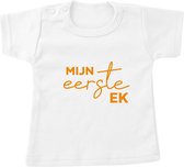 Wit Kinder/Baby Oranje Voetbal T-shirt Mijn eerste EK - 62