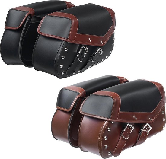 Rhinowalk Zadeltas voor motor, waterdicht, 18 l (9 l x 2), zadeltassen, zijtassen, fietstas, kofferbak, motorfietsaccessoire, zwart