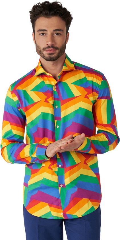 OppoSuits Zig Zag Rainbow Shirt - Heren Overhemd - Casual Regenboog Pride Shirt - Meerkleurig - EU