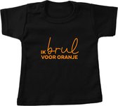 Zwart Kinder/Baby Oranje Voetbal T-shirt EK/WK - 68