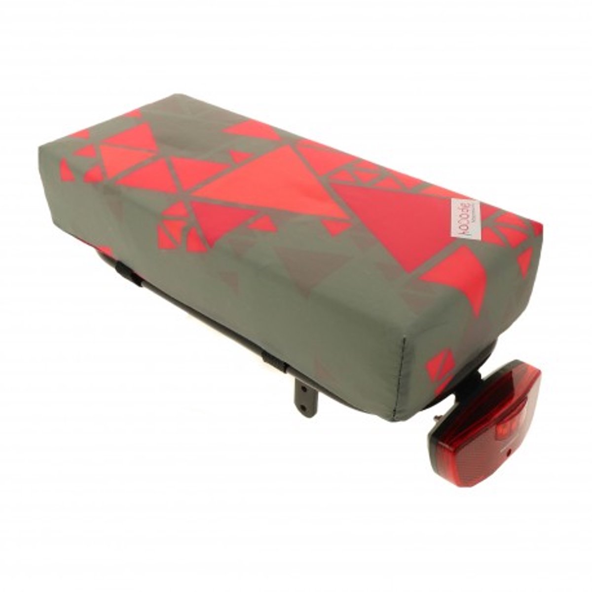 HOOODIE Big Cushie - Fietskussen Bagagedrager - Tangram - Groen - Rood - Kussentje fietsstoeltje