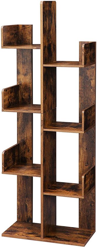 Hoppa! Boomvormige Boekenplank, 8 Vakken - Bruin - Hout - 50 x 25 x 140 cm