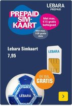Lebara Prepaid simkaart met maximaal 15 euro beltegoed - Gratis EK voetbal