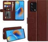 Oppo A74 4G hoesje - MobyDefend Wallet Book Case (Sluiting Achterkant) - Bruin - GSM Hoesje - Telefoonhoesje Geschikt Voor: Oppo A74 4G