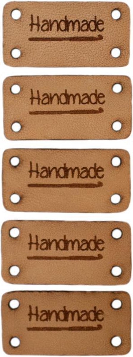Leren label 3x1,5 cm Handmade Haaknaald (5 stuks) - 