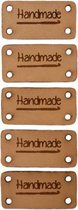 Leren label 3x1,5 cm Handmade Haaknaald (5 stuks)