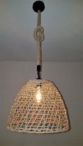 Industriële touwlamp 1m lang met rotan lampenkap d33 h28.5