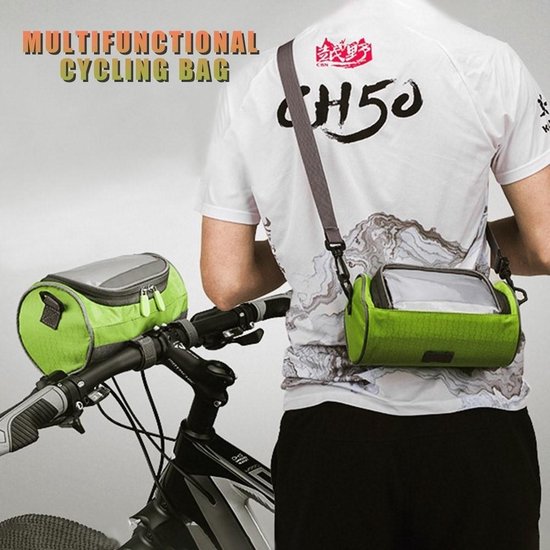 Lemego Handlebar Bag, 4.2 L, Waterproof Bicycle Basket, Front Touch Screen Bag, Bicycle Bag with Mesh Pocket and Front Pocket, Phone Holder with