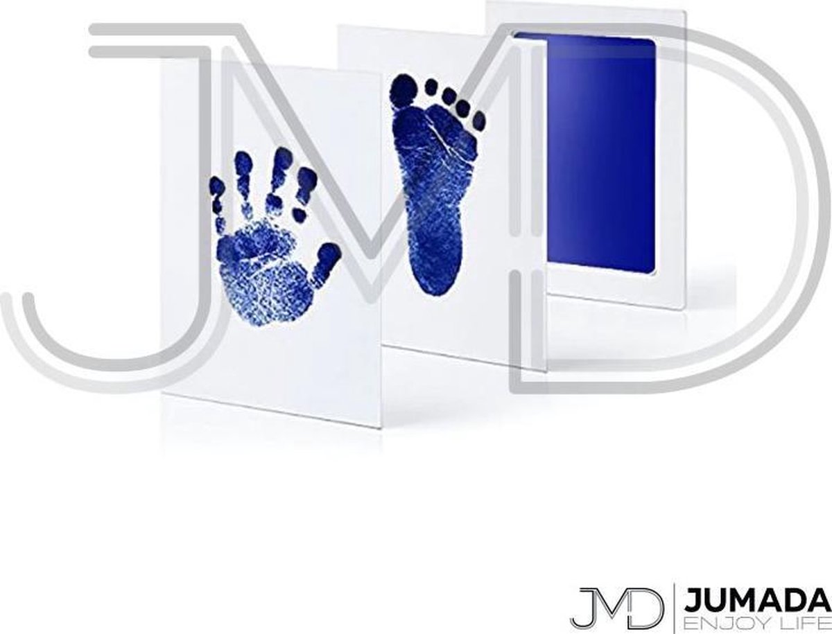 Goedkoopste Jumada's Baby Voet- en Handafdruk Inktset - Baby Cadeau - Inclusief 2 Witte Kaartjes - Inktkleur Blauw