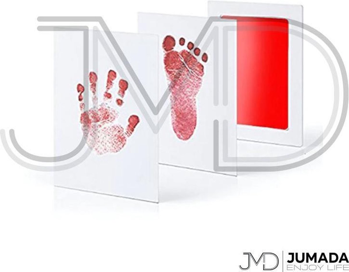 Goedkoopste Jumada's Baby Voet- en Handafdruk Inktset - Baby Cadeau - Inclusief 2 Witte Kaartjes - Inktkleur Rood