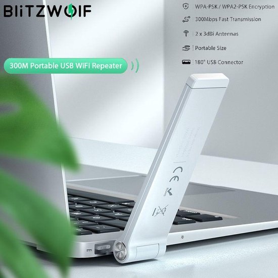USB WiFi Repeater Blitzwolf BWNET4 Wifi Extender - Wit | bol.com