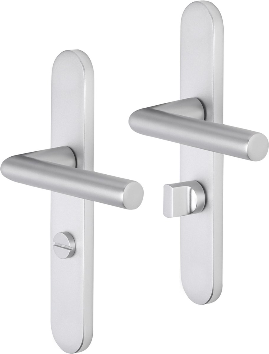 Deurkruk - Impresso London - Voor binnen - Ovaal deurschild met toiletsluiting - Aluminium - 2 stuks