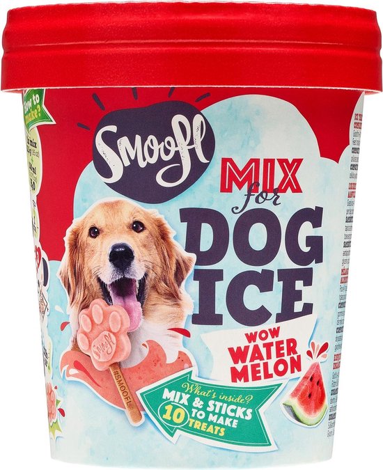 Smoofl Premium Hondensnacks: Ijs voor honden als een snack om af te koelen in de zomer en als een gezonde hond traktatie met verfrissend effect, honden ijs met watermeloen