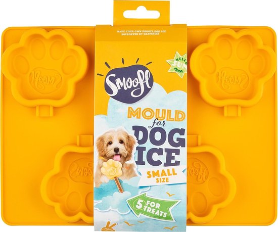 Smoofl pootvormige Silicone Vorm om ijs te maken voor honden, maak snel en gemakkelijk hondenijsjes als een heerlijke veganistische hondensnack om af te koelen, kleine Vorm voor 5 ijsjes voor kleine honden