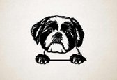 Wanddecoratie - Hond - Shih Tzu 1 - S - 45x52cm - Zwart - muurdecoratie - Line Art