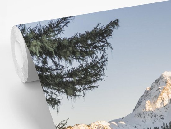 Papier peint Papier peint photo en vinyle - Une route de montagne avec vue sur le paysage américain à Noël largeur 360 cm x hauteur 240 cm - Tirage photo sur papier peint (disponible en 7 tailles)