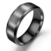 Zwarte Ring met Strak Gepolijste Rand - 17-23mm - Ringen Mannen - Ringen Dames - Ring Heren - Ringen Vrouwen - Ring Mannen - Valentijnsdag voor Mannen - Valentijn Cadeautje voor He
