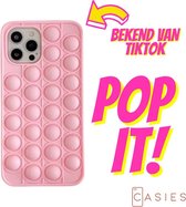 Casies Apple iPhone SE 2020/ 8/ 7 Pop It Fidget Toy telefoonhoesje - Rainbow pink case - Gezien op TikTok - Soft case hoesje - Fidget Toys