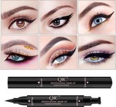Double-tête Eyeliner Timbre-2 IN 1- Crayon Eyeliner cosmétiques-Matte Eyeliner imperméable - Zwart QIC
