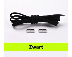 Elastische veters - Zwart - Veters plat 0.5 cm - Veters - Sneakers - Schoenen - Kleding - Sport - Sportschoenen - Accessoires - 100 cm - Veterschoenen dames - Veterschoenen heren - Elastische veters kinderen - Lock laces