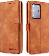 Voor Galaxy S20 Ultra Diaobaolee Pure Fresh Grain Horizontale Flip Leather Case met houder en kaartsleuven (geel)