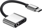 USB-C / Type-C naar 3,5 mm Aux + USB-C / Type C koptelefoon adapter oplader audiokabel voor Mi 8 Lite A2 (L1130) (zilver)