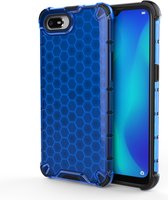 Voor OPPO Realme C2 Shockproof Honeycomb PC + TPU Case (blauw)
