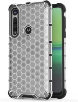 Voor Motorola Moto G8 Plus schokbestendige honingraat pc + TPU-hoes (wit)