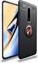 Metalen ringhouder 360 graden roterende TPU-hoes voor OnePlus 7 Pro (zwart + roségoud)