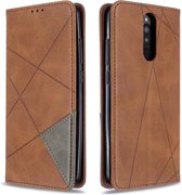 Voor xiaomi redmi 8 ruit textuur horizontale flip magnetische lederen tas met houder en kaartsleuven (bruin)