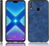 Voor Huawei Honor 8X schokbestendig naaien koe patroon huid PC + PU + TPU Case (blauw)